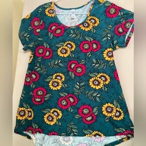 LuLaRoe Floral Tunic - Teal, Red, Yellow